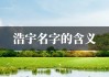 虎宝宝取名浩宇，寓意与选择