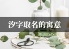 虎宝宝取名汐，寓意深刻，名字